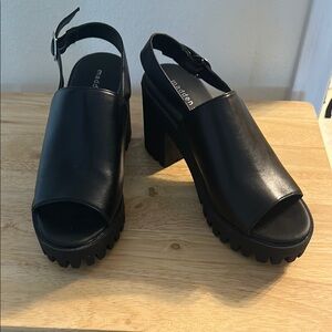 Madden Girl Black Platform Slingback Sandals